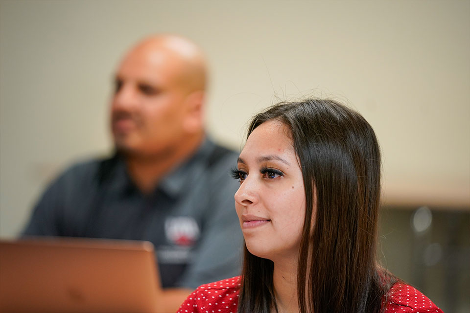 woman sitting in training session