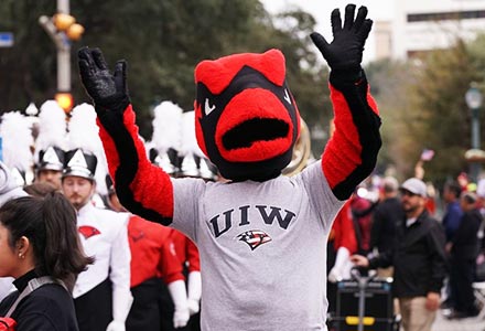 Red in a military shirt