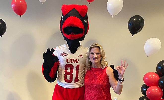 Red the Cardinal and Dr. Lisa McNary