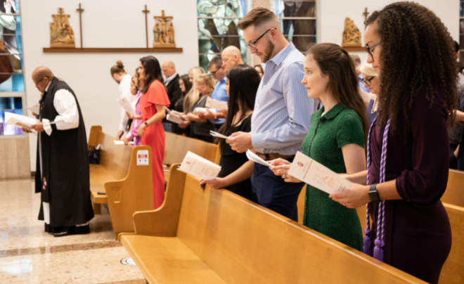 Nursing graduates at the pinning ceremony