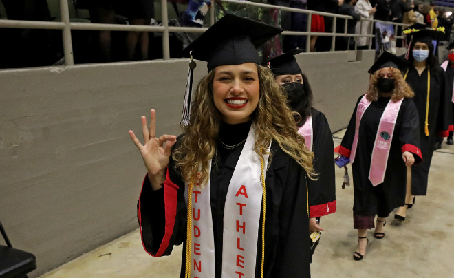 Student-athlete at graduation