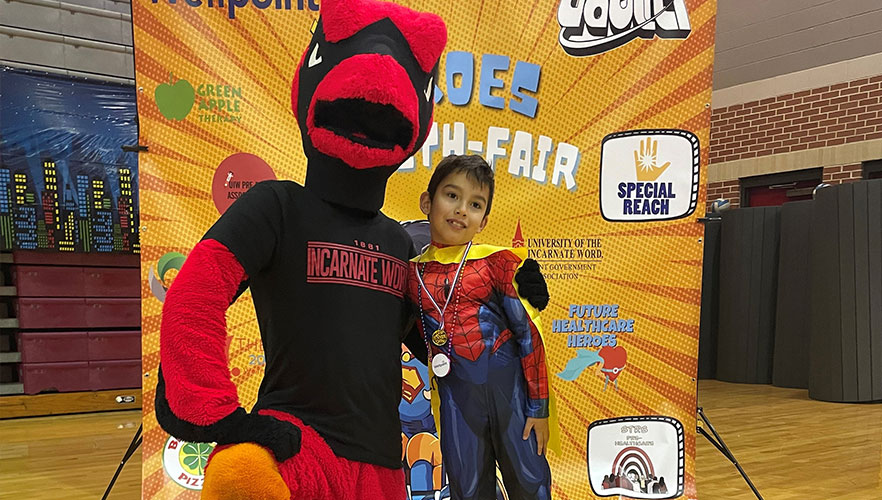 Red the Cardinal with child