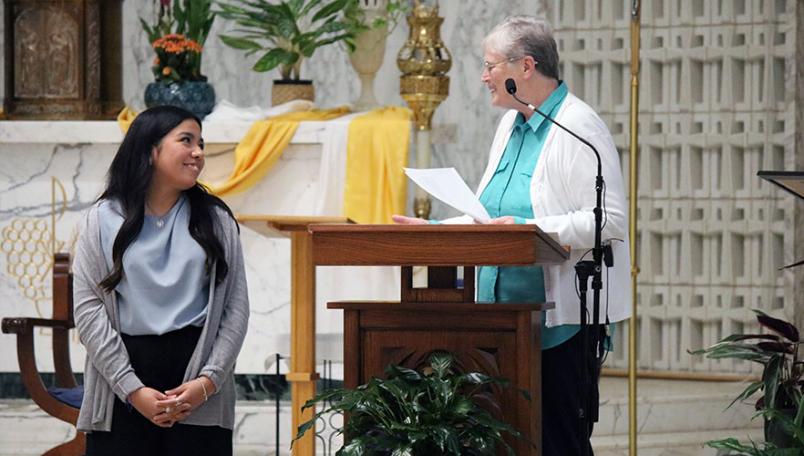 Kahli Villanueva and Sr. Walter Maher, CCVI