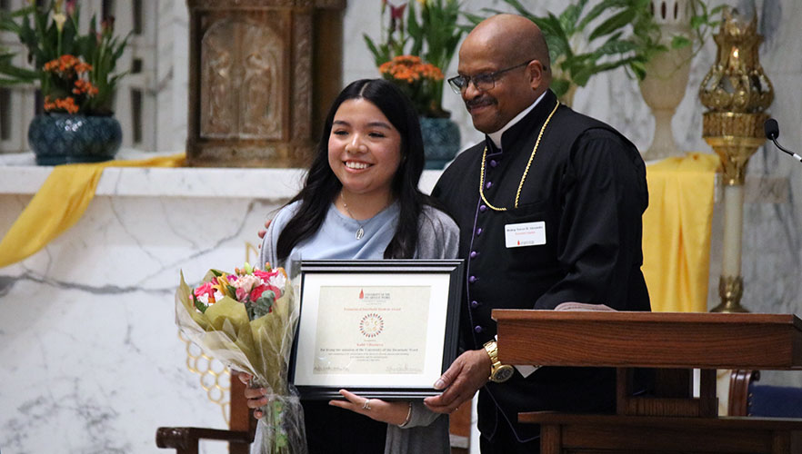 Kahli Villanueva and Bishop Trevor Alexander