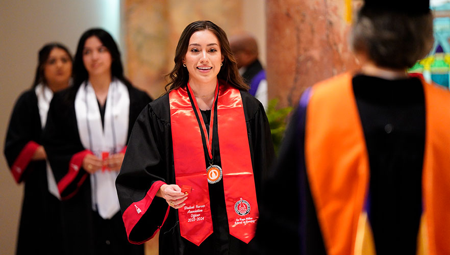 Nursing student at pinning ceremony