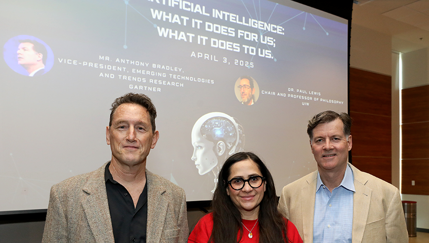 speakers with audience member