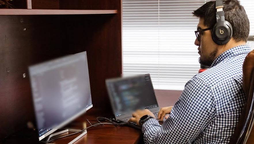 Franco at his computer