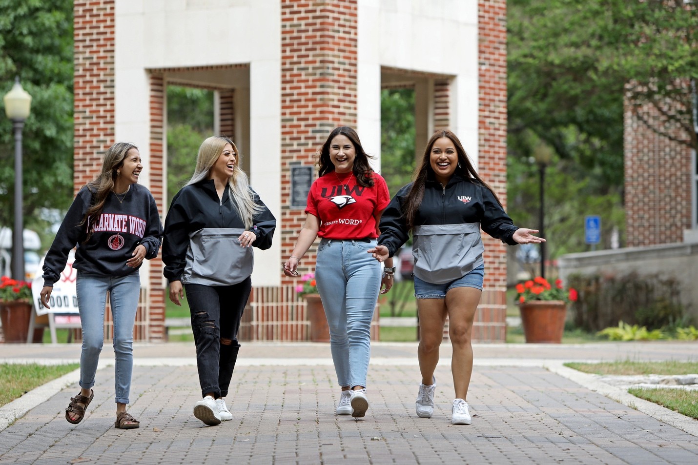 students walking on campus