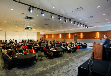 Dr. Thomas M. Evans speaking to audience