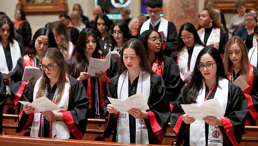 Nursing graduates in the Chapel of the Incarnate Word