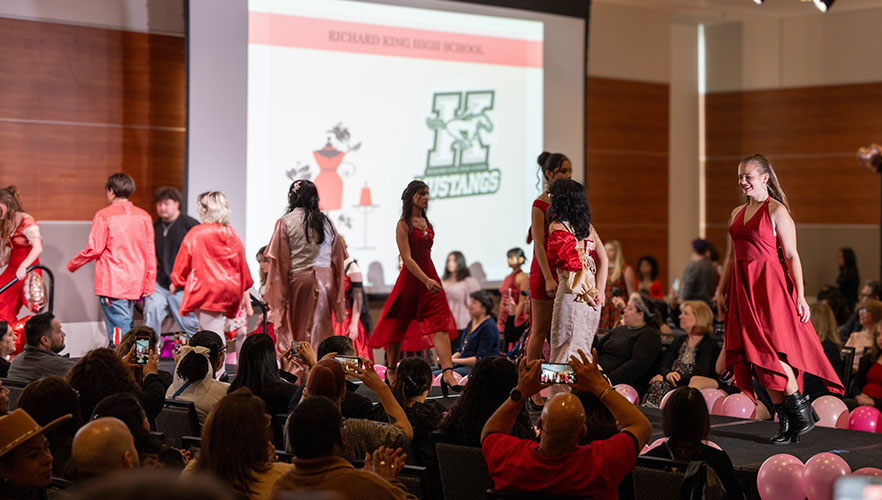 Students walking the runway