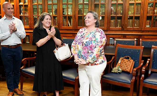 Tracy Avery being surprised at her celebration