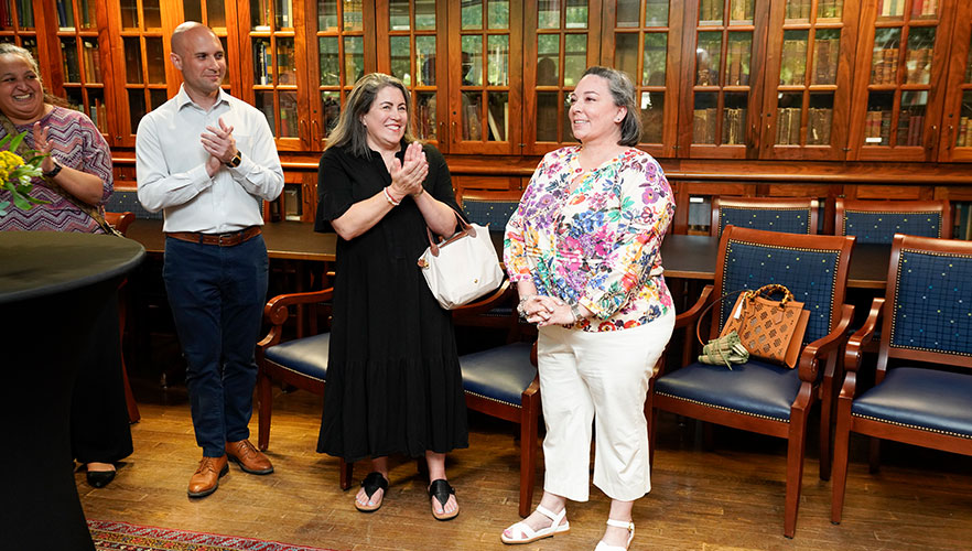 Tracy Avery being surprised at her celebration