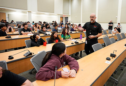 Students listening during lecture
