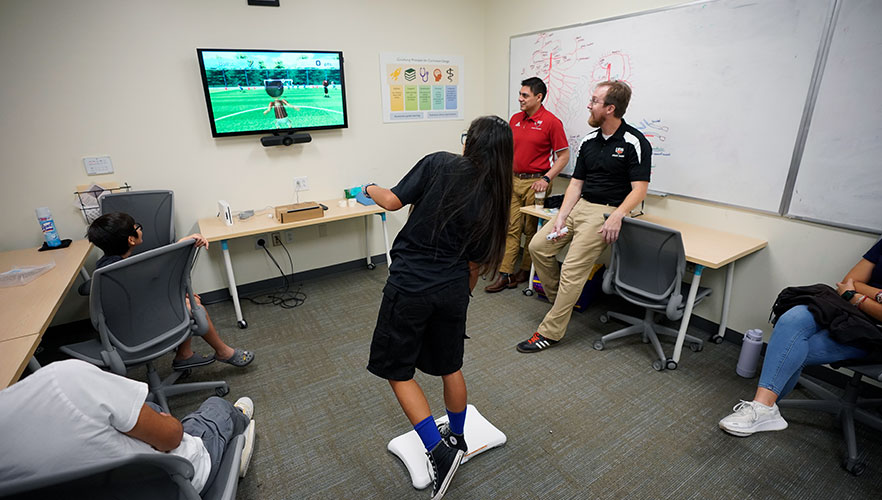 Students participating in activity