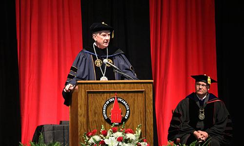 UIW Professor Emeritus gives a speech