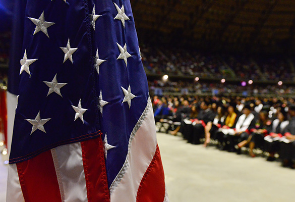 U.S. flag at graduation