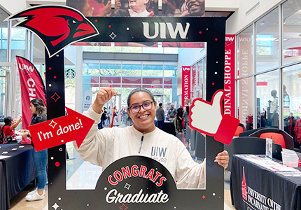 student posing for camera