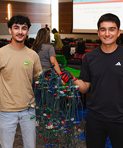 students working on lights